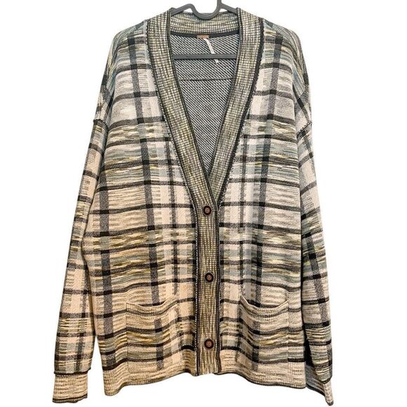 Free People Mcgregor Plaid Cardigan Green S - Picture 5 of 12
